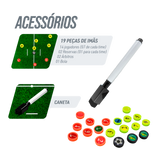 Quadro tático magnético de alumínio com acessórios 45x30 Pista e Campo - Futebol Society