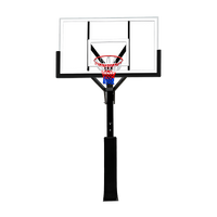 Poste fixo com tabela transparente, aro e rede de basquete oficial adulto premium Velden