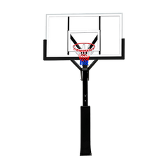 Poste fixo com tabela transparente, aro e rede de basquete oficial adulto premium Velden