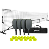 Kit completo de pickleball com rede portátil, 4 raquetes e 12 bolas Loire