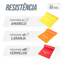 Faixa elástica 1,50m x 15cm Envolst - Kit com 03 intensidades