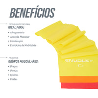 Faixa elástica 1,50m x 15cm Envolst - Kit com 03 intensidades