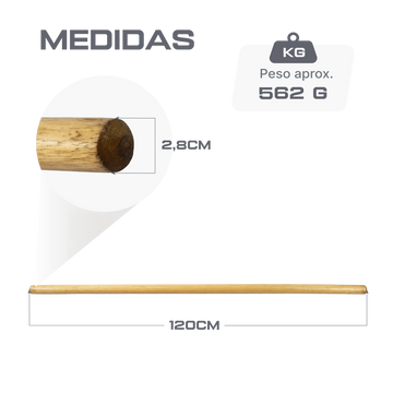 Bastão Postural Calistênico de Madeira 1,2m Envolst