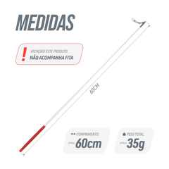 Estilete Ginástica Rítmica Fibra Vidro 60cm Branco Gracios - Empunhadura Preta