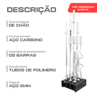 Suporte Expositor de Chão 9 Barras Olímpicas Envolst