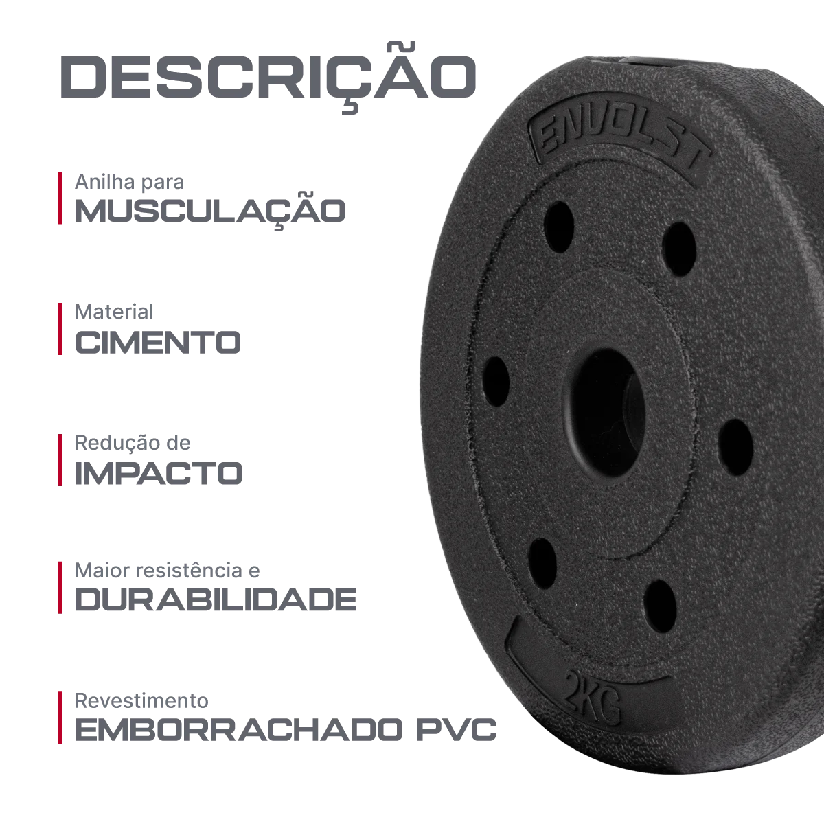 Anilha Emborrachada 2Kg Cement Furo 31mm Envolst