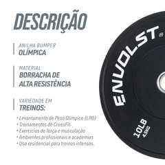 Anilha Olímpica Bumper para Crossfit e LPO 10Lb Envolst