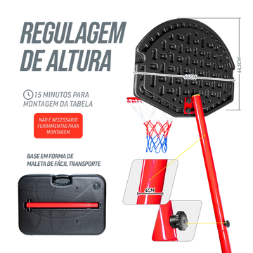 Tabela de Basquete Infantil Móvel Altura Ajustável Velden