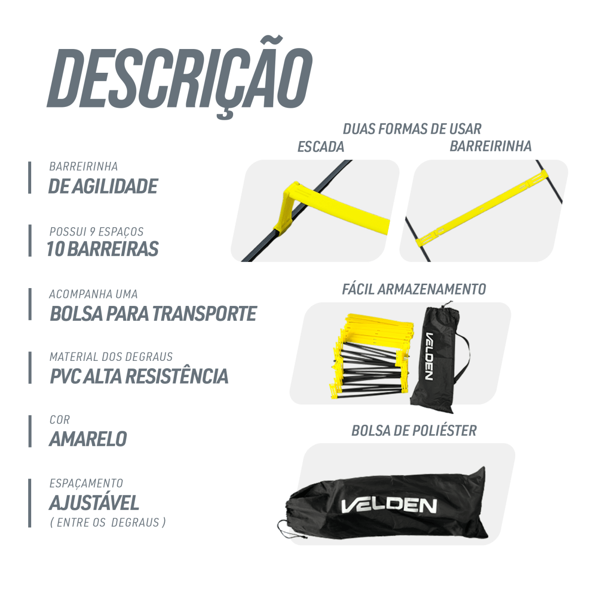 Escada de agilidade com barreiras 4m Velden
