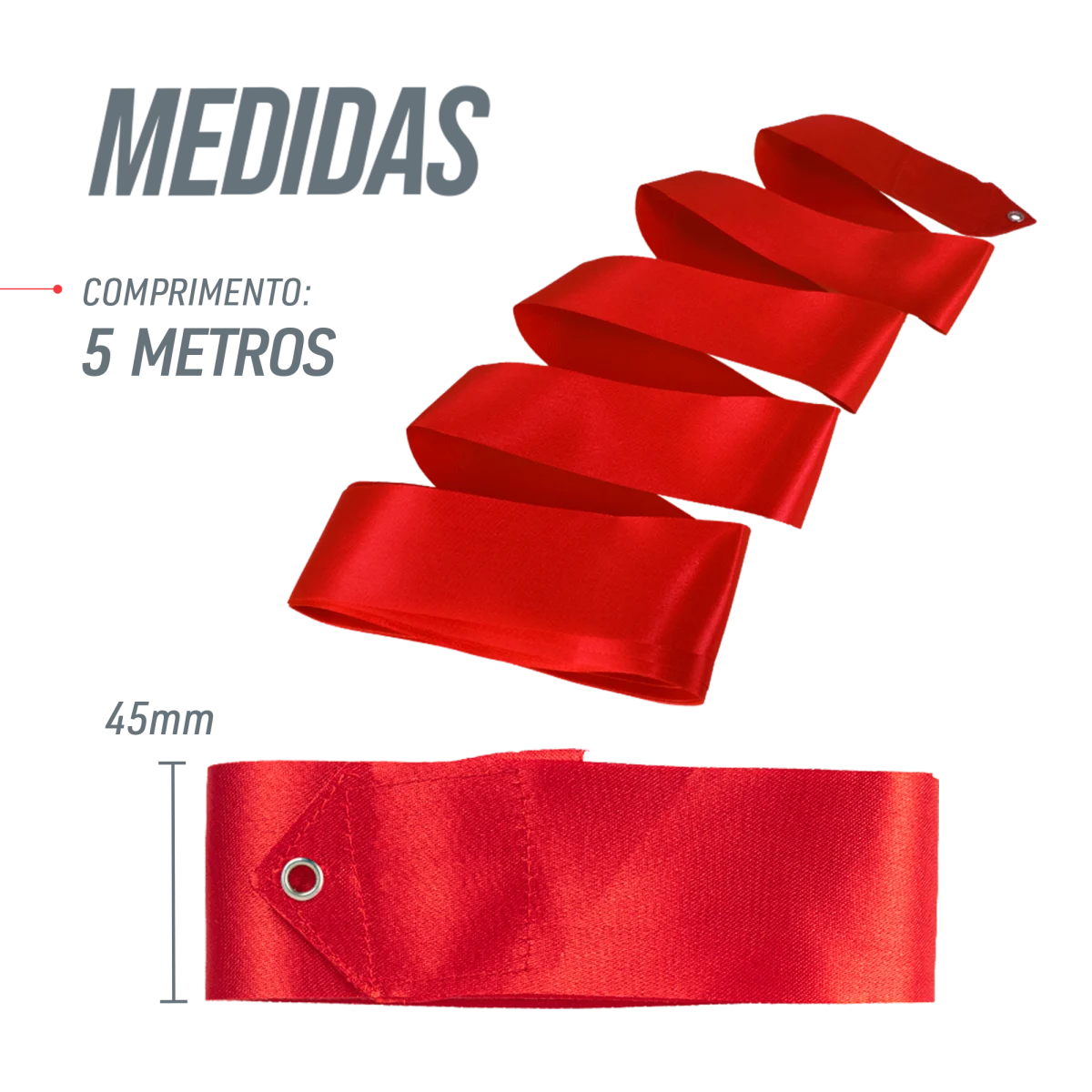 Fita Ginástica Rítmica Cetim 5m Gracios - Vermelho