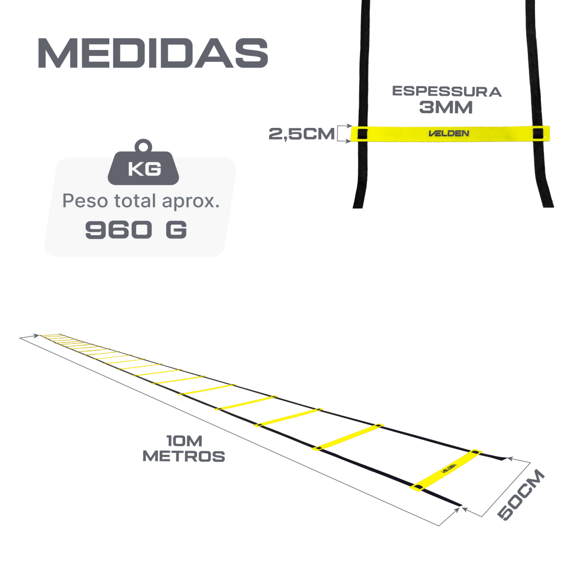 Escada de agilidade com degraus ajustáveis de plástico 10m de comprimento Velden