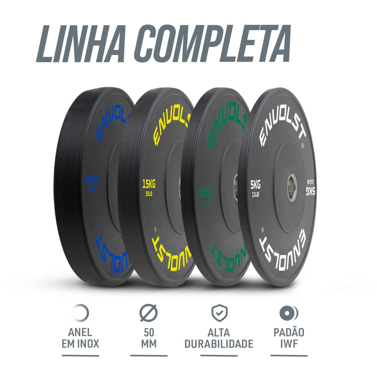 Anilha Olímpica Bumper para Crossfit e LPO 10Kg Envolst