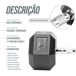 Kit Halteres Sextavados Emborrachados Pegada Cromada Envolst - Pares 10 a 40Kg