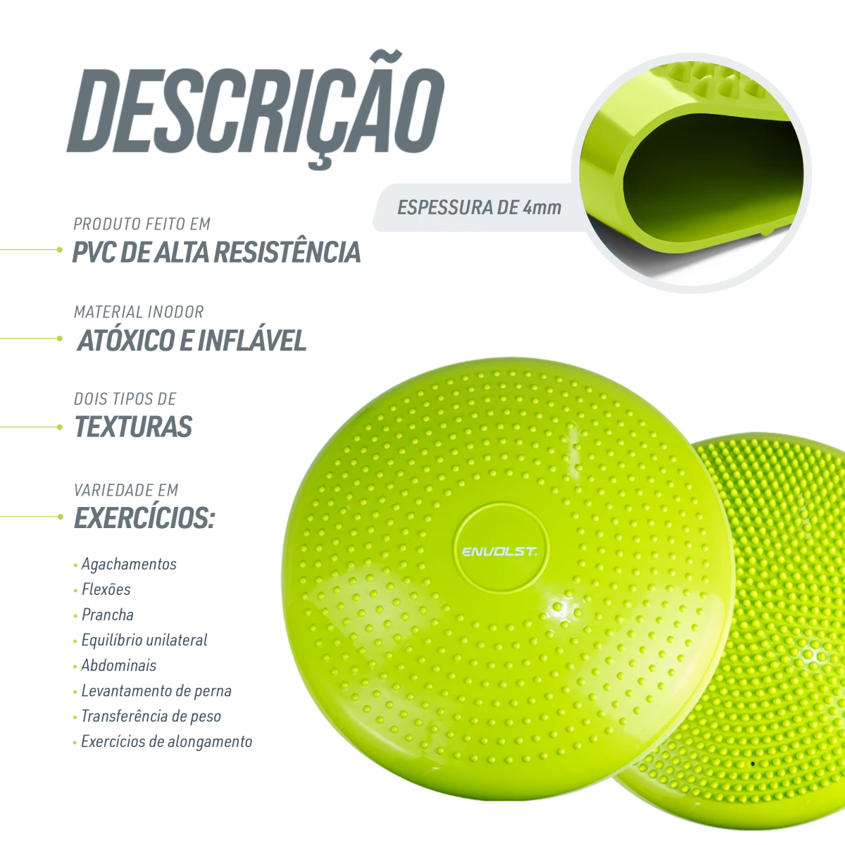 Disco de Equilíbrio Inflável Envolst - Cinza