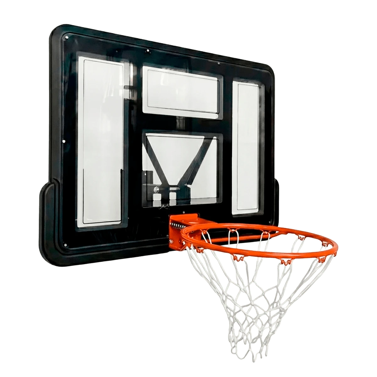 Tabela de basquete de parede quadro transparente de 110x74cm com aro e rede Velden