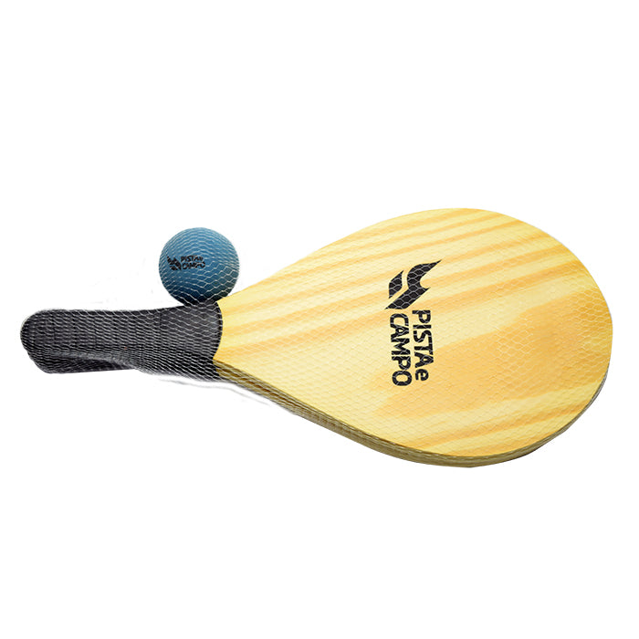 Raquetes de madeira com empunhadura para frescobol Pista e Campo - par (acompanha bolinha) - raquete