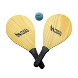 Raquetes de madeira com empunhadura para frescobol Pista e Campo - par (acompanha bolinha) - kit