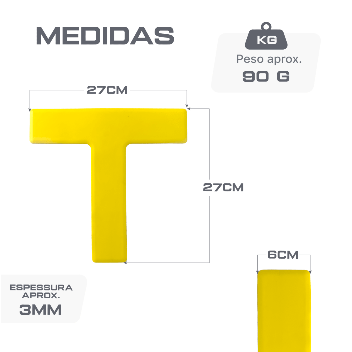 Marcadores de quadra em T linha reta Velden - Amarelo