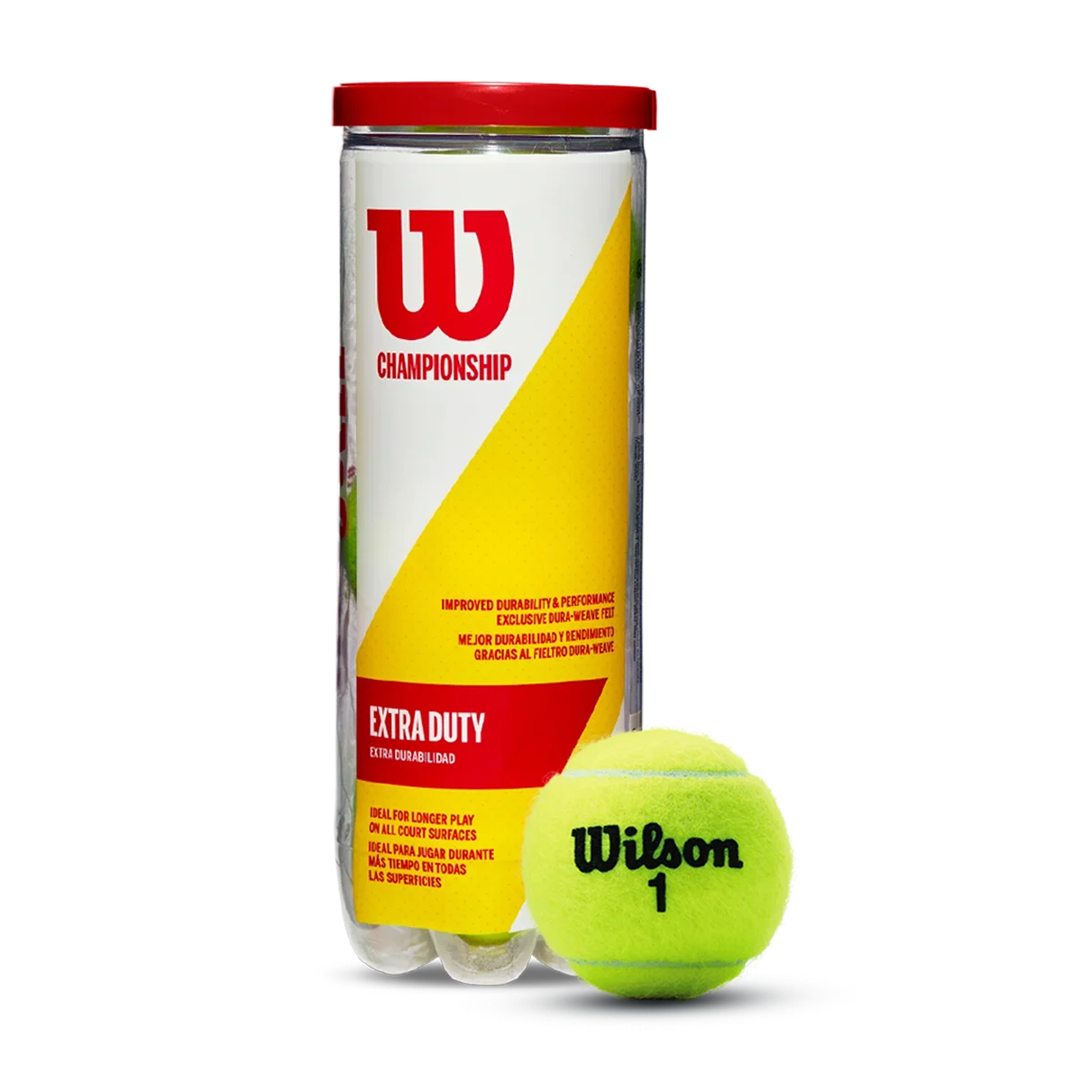 Bolinha/bola de tênis de campo Championship Extra Duty Wilson - tubo com 3 und
