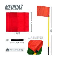 Bandeirola de escanteio oficial de futebol de campo reclinável Velden - cnj com 4 und Cor das bandeiras:Vermelho