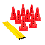 Kit de Agilidade c/ 8 Cones Furados 23cm e 4 Haste de 1,00m - Cone BRANCO