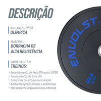 Anilha Olímpica Bumper para Crossfit e LPO 45Lb Envolst
