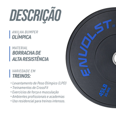 Anilha Olímpica Bumper para Crossfit e LPO 45Lb Envolst