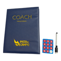 Prancheta tática magnética com caneta para treinamento de volei Pista e Campo - Modelo pasta azul