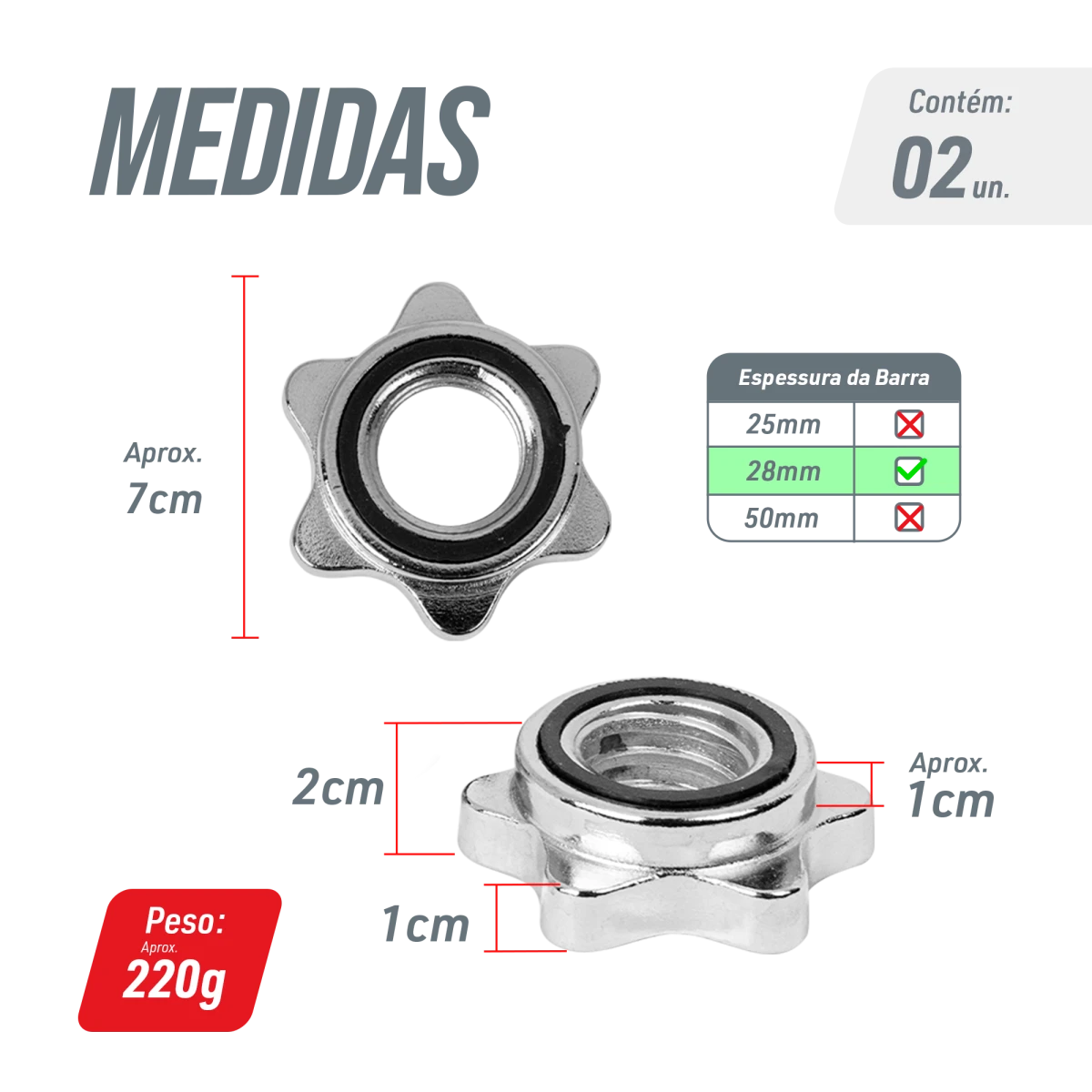 Par de Presilhas Rosca 28mm para Barra Musculação Envolst