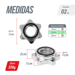 Par de Presilhas Rosca 28mm para Barra Musculação Envolst