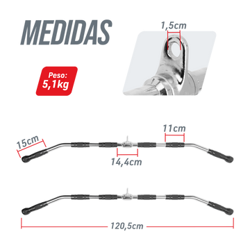 Puxador Pulley Costas 1,20 m com Giro e Emborrachada Envolst