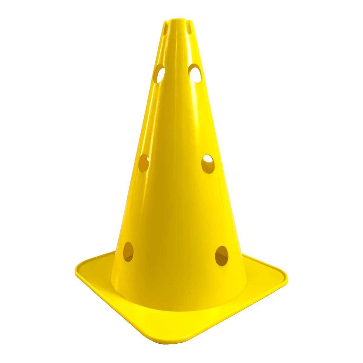Cone de sinalização 38cm de plástico com furos premium reforçado Pista e Campo - Amarelo