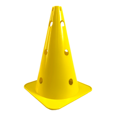 Cone de sinalização 38cm de plástico com furos premium reforçado Pista e Campo - Amarelo