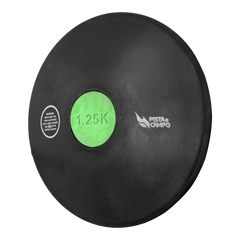 Disco de atletismo de borracha preto com centro colorido 1,25kg Pista e Campo