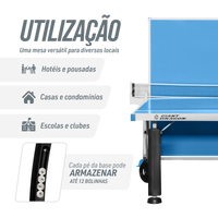 Mesa de tenis de mesa de aco e fibra ACP outdoor azul com rede S8022