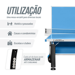 Mesa de tenis de mesa de aco e fibra ACP outdoor azul com rede S8022