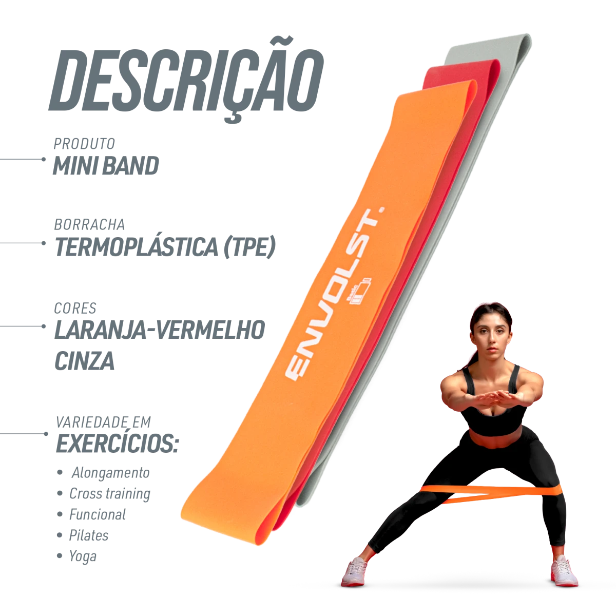 Mini Band Envolst - Kit com 3 intensidades