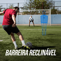 Boneco barreira para treinamento de falta no futebol de aço reclinável premium Velden - Vermelho