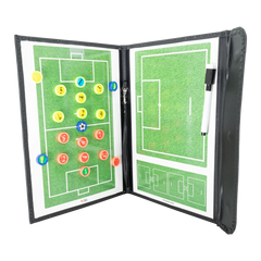 Prancheta tática magnética com caneta para treinamento de futebol society Pista e Campo - Modelo pasta preta