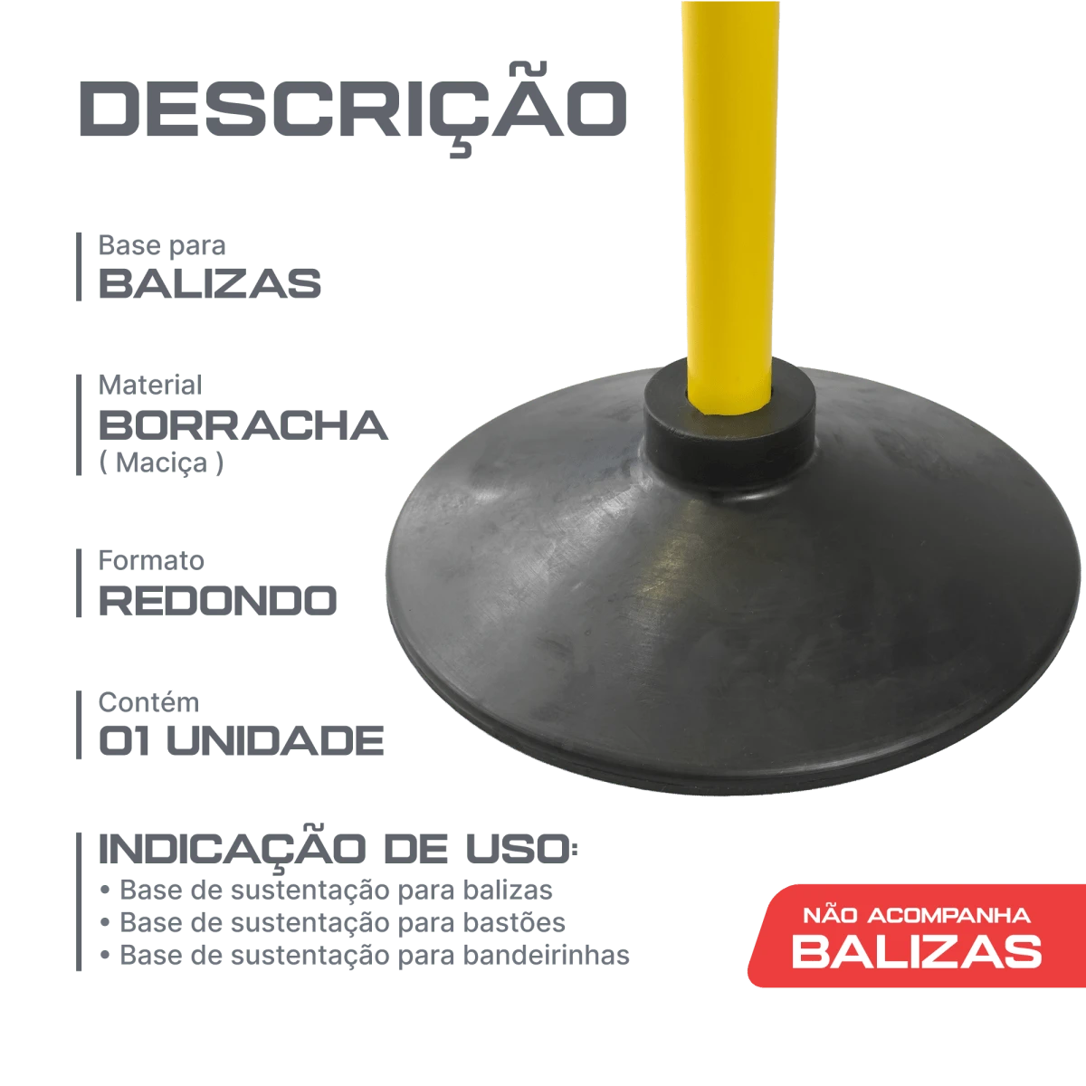 Base de borracha preta para balizas Pista e Campo