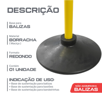 Base de borracha preta para balizas Pista e Campo