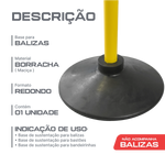 Base de borracha preta para balizas Pista e Campo