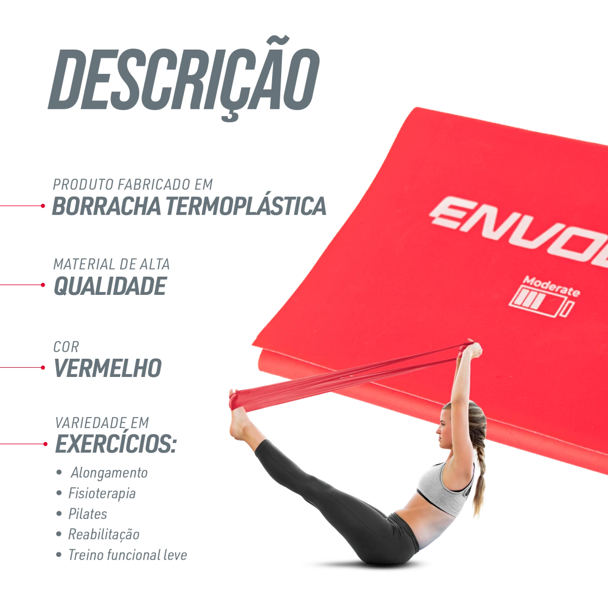 Faixa Elástica Band 1,50m Intensidade Moderate Envolst