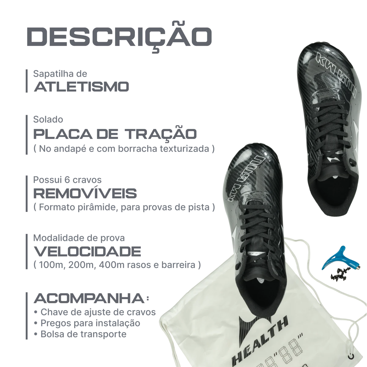 Sapatilha de atletismo para velocidade Health