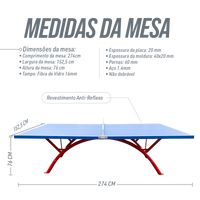 Mesa de tênis de mesa outdoor de fibra de vidro Pista e Campo