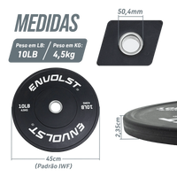 Kit 230Lb Anilhas Olímpicas Bumper Padrão IWF em Libras Envolst