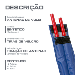 Antenas (par) de voleibol de fibra de vidro com faixas laterais  + Bolsa/ Capa Velden