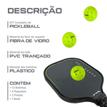 Kit completo de pickleball com rede portátil, 4 raquetes e 12 bolas Loire