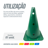 Cone de sinalização 38cm de plástico com furos premium reforçado Pista e Campo - Amarelo