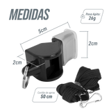 Apito de plástico tipo Fox com cordão Velden - Preto